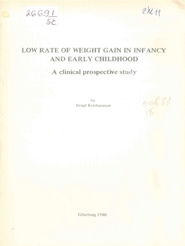 Low rate of weight gain in infancy and early childhood