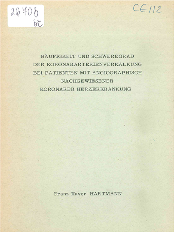 Haufigkeit und Schweregrad der Koronararterienverkalkung bei Patienten mit angiographisch nachgewiesener koronarer Herzerkrankung