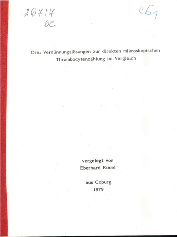 Drei Verdunnungslosungen zur direkten mikroskopischen Thrombocytenzahlung im Vergleich