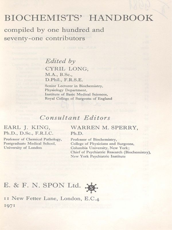 Biochemists` handbook