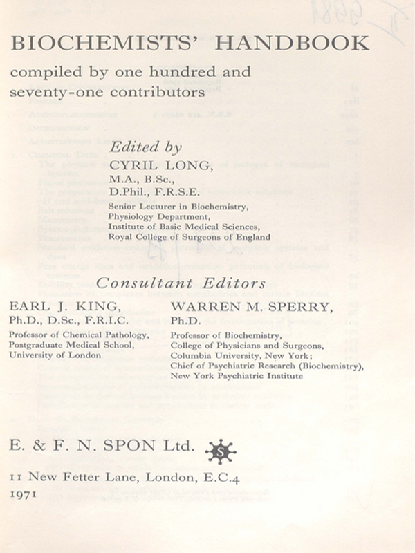 Biochemists` handbook