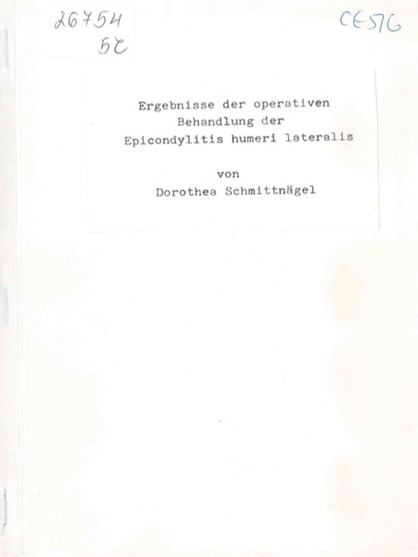 Ergebnisse der operativen Behandlung der Epicondylitis humeri lateralis