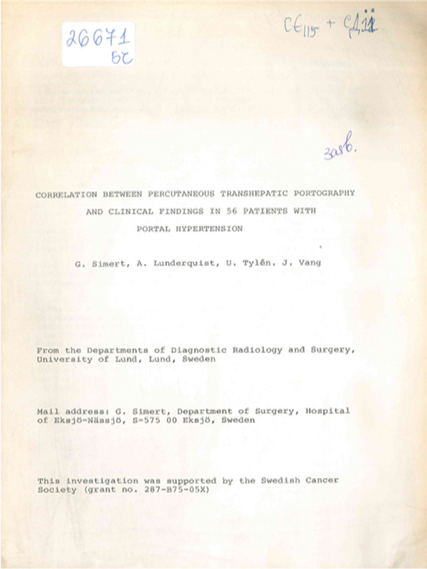 Correlation between percutaneous transhepatic portography and clinical findings in 56 patients with portal hypertension
