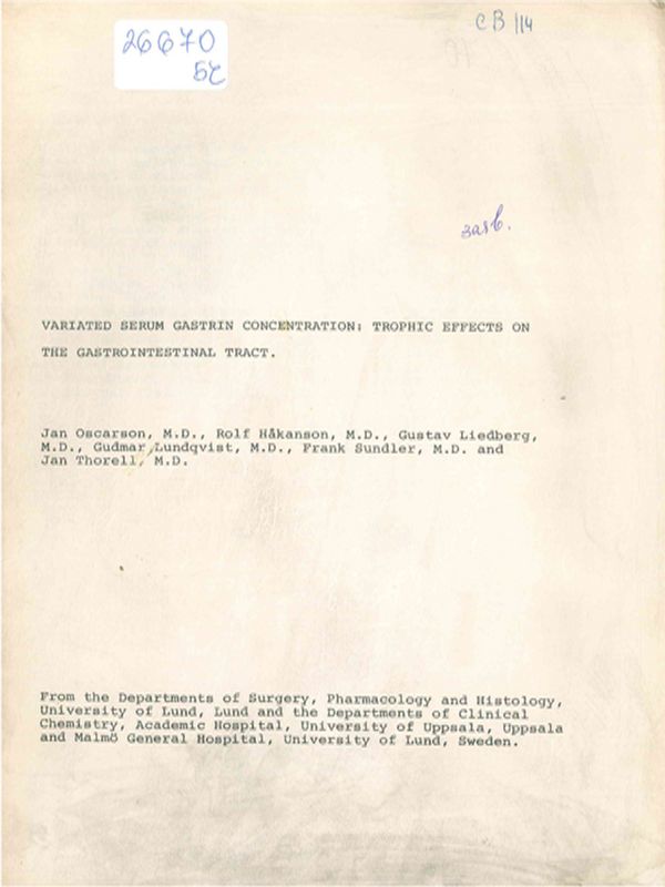 Variated serum gastrin concentration