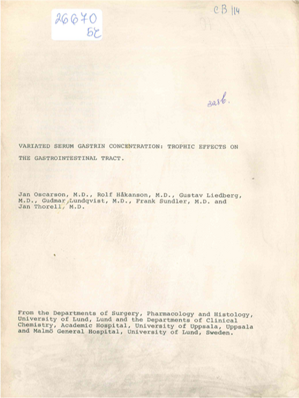 Variated serum gastrin concentration