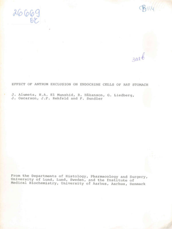 Effect of antrum exclusion on endocrine cells of rat stomach