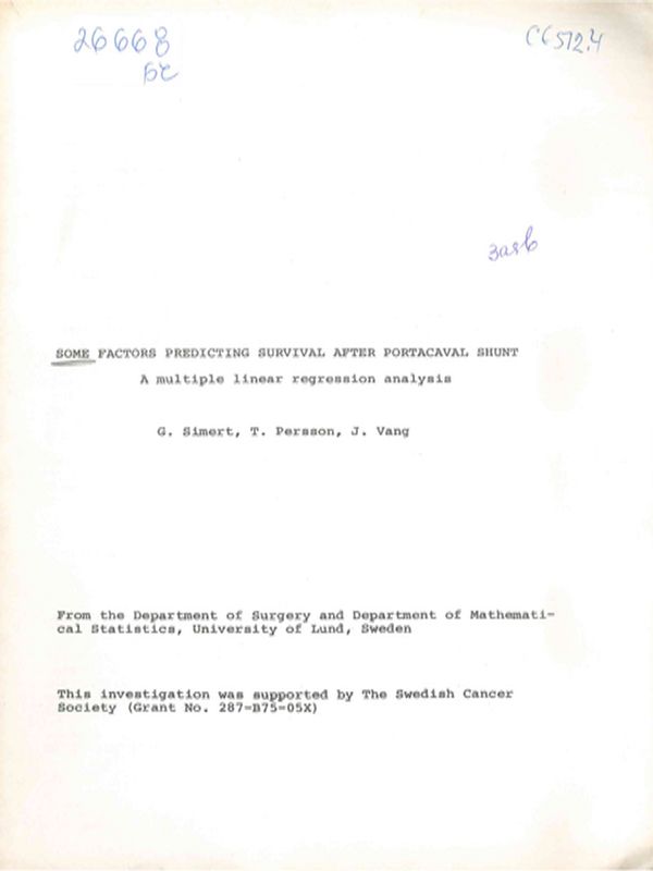 Some factors predicting survival after portacaval shunt