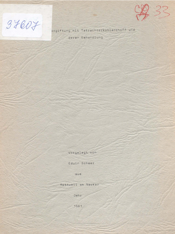 Die Vergiftung mit Tetrachlorkohlenstoff und deren Behandlung