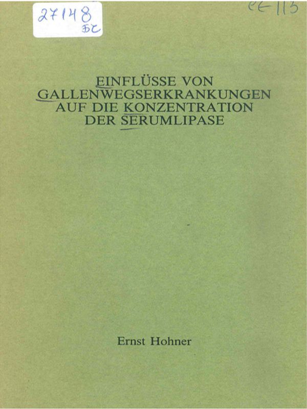 Einflusse von Gallenwegserkrankungen auf die Konzentration der Serumlipase