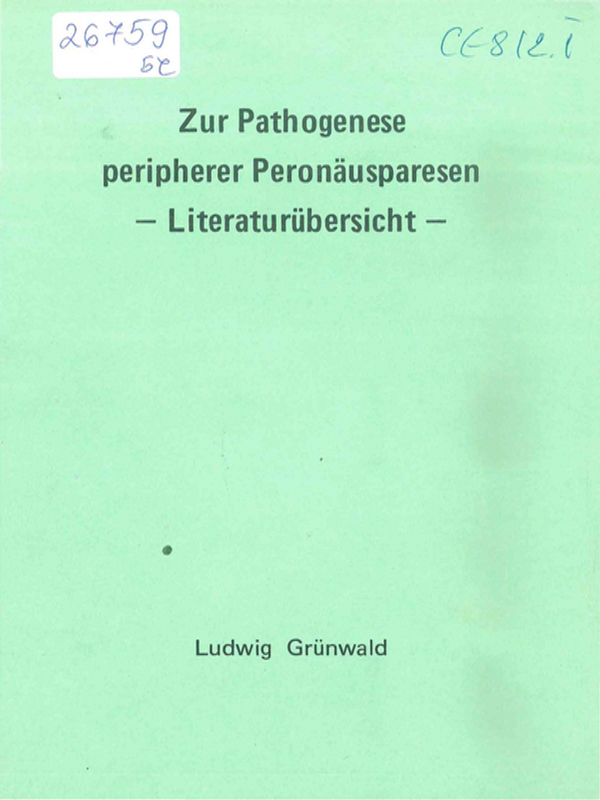 Zur Pathogenese peripherer Peronausparesen - Literaturubersicht