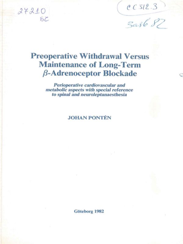 Preoperative withdrawal versus maintenance of long-term B-adrenoceptor blockade