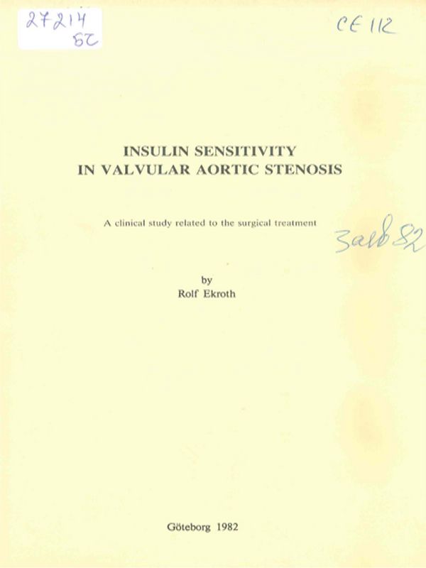 Insulin sensitivity in valvular aortic stenosis