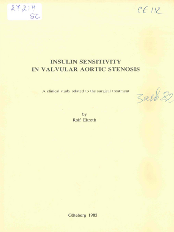 Insulin sensitivity in valvular aortic stenosis