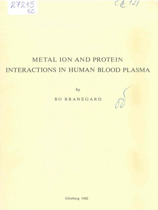 Metal ion and protein interactions in human blood plasma