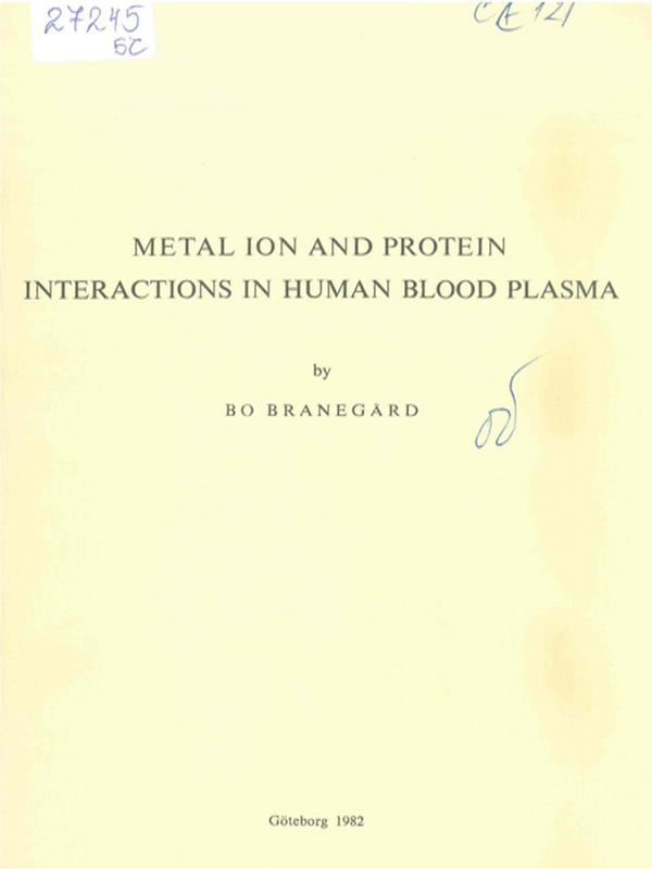 Metal ion and protein interactions in human blood plasma