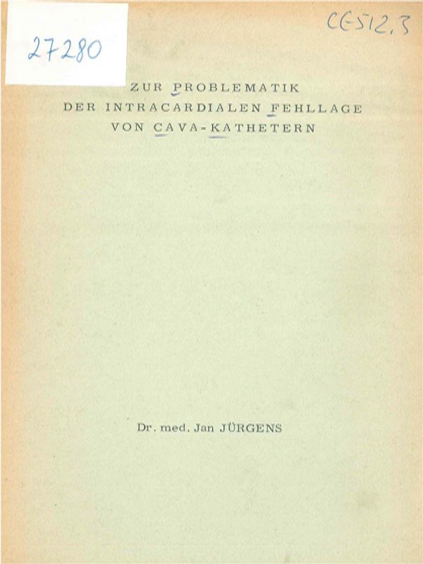 Zur Problematik der Intracardialen Fehllage von Cava-Kathetern