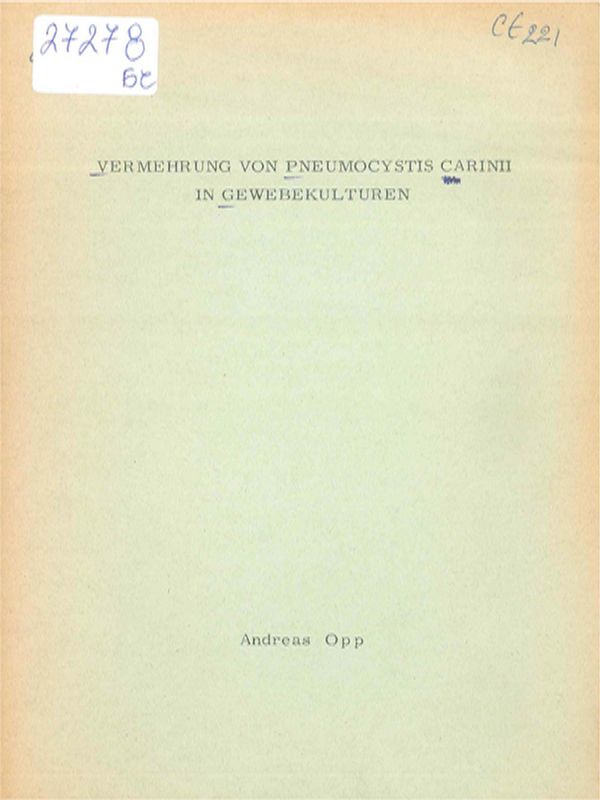 Vermehrung von Pheumocystis Carinii in Gewebekulturen