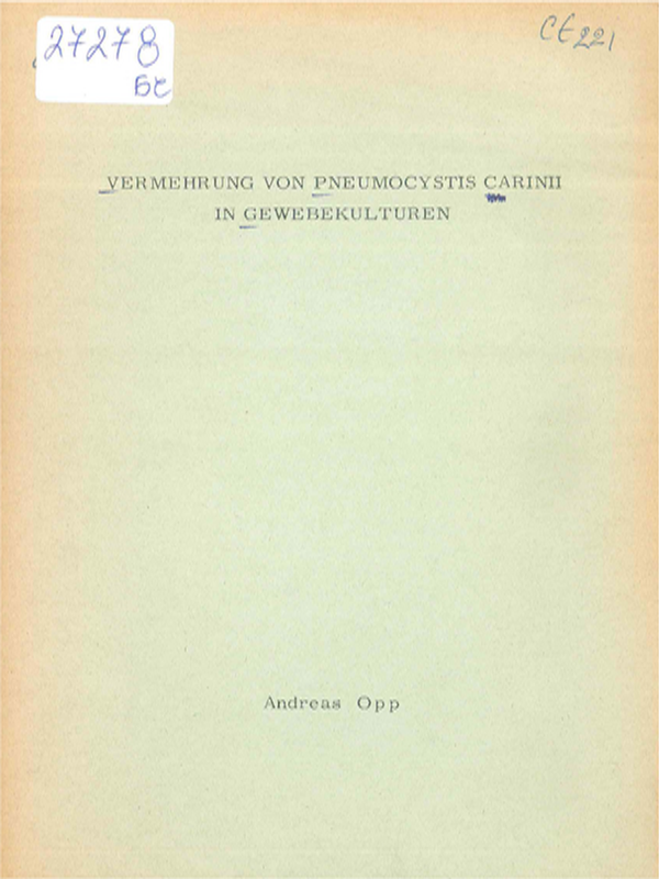 Vermehrung von Pheumocystis Carinii in Gewebekulturen