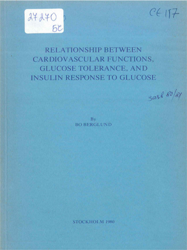 Relationship between cardiovascular functions, glucose tolerance, and insulin response to glucose