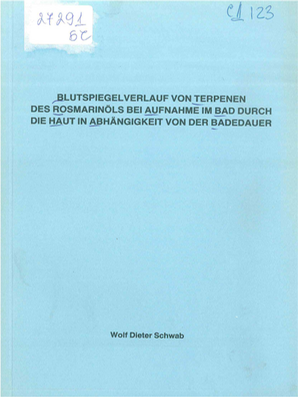 Blutspiegelverlauf von Terpenen des Rosmarinols bei Aufnahme im Bad durch die Haut in Abhangigkeit von der Badedauer