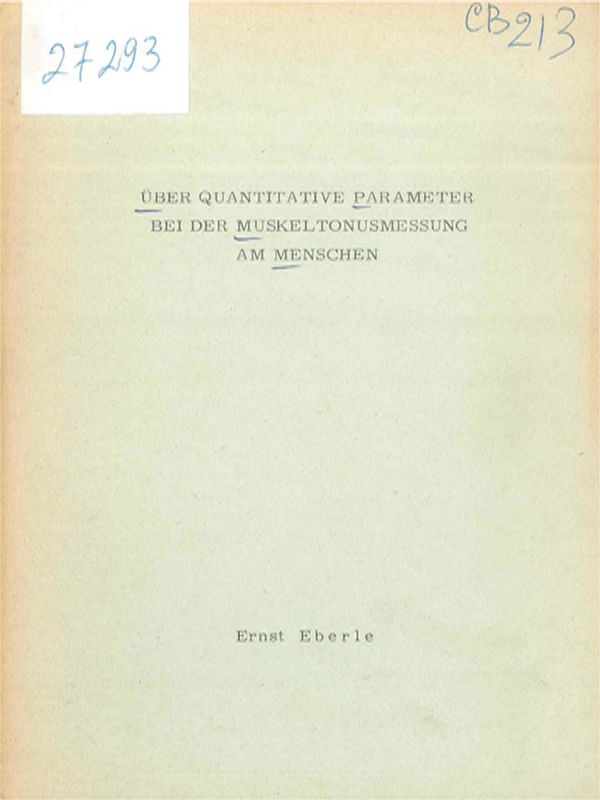 Uber quantitative Parameter bei der Muskeltonusmessung am Menschen