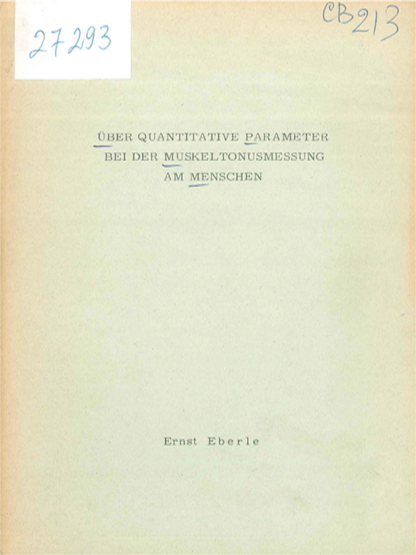 Uber quantitative Parameter bei der Muskeltonusmessung am Menschen