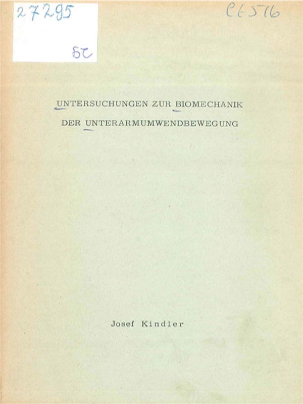 Untersuchungen zur Biomechanik der Unterarmumwendbewegung