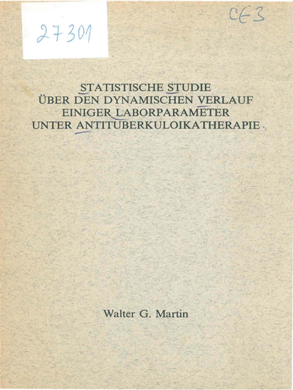 Statistische Studie uber den dynamischen Verlauf einiger Laborparameter unter Antituberkuloikatherapie