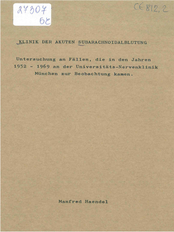 Klinik der akuten Subarachnoidalblutung