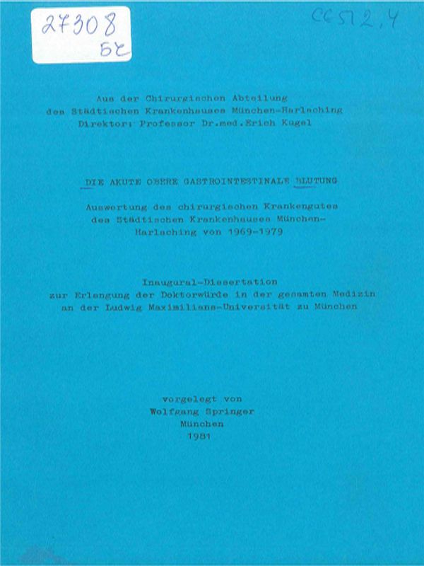 Die akute obere gastrointestinale Blutung