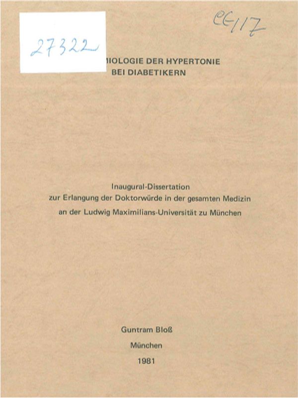 Epidemiologie der Hypertonie bei Diabetikern