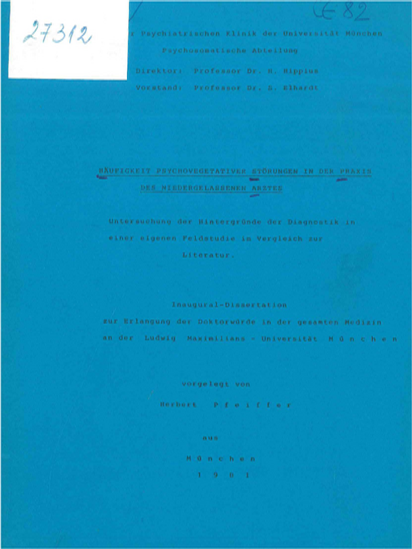 Haufigkeit Psychovegetativer Storungen in der Praxis des niedergelassenen Arztes