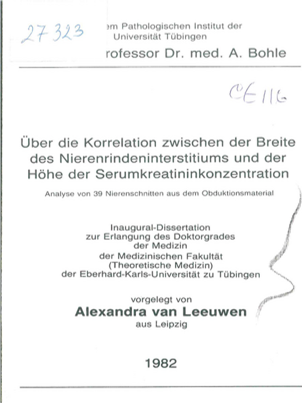 Uber die Korrelation zwischen der Breite des Nierenrindeninterstitiums und der Hohe der Serumkreatininkonzentration