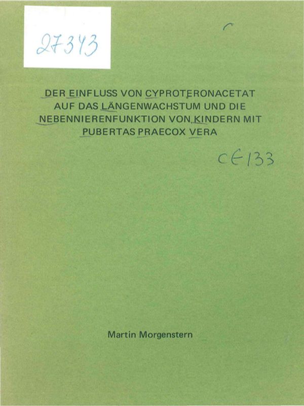 Der Einfluss von Cyproteronacetat auf das Langenwachstum und die Nebennierenfunktion von Kindern mit Pubertas Praecox Vera