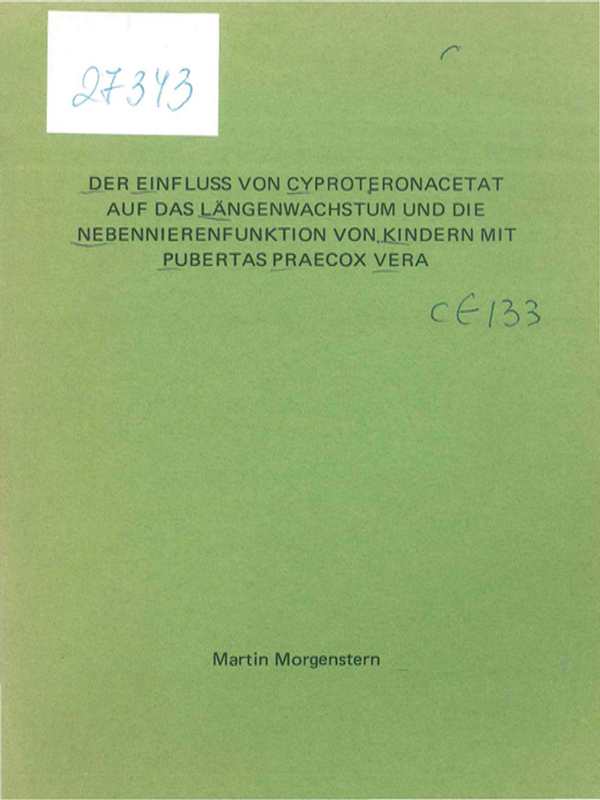 Der Einfluss von Cyproteronacetat auf das Langenwachstum und die Nebennierenfunktion von Kindern mit Pubertas Praecox Vera