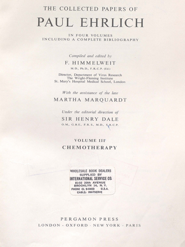 The collected papers of Paul Ehrlich