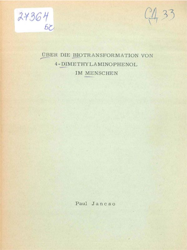 Uber die Biotransformation von 4-Dimethylaminophenol