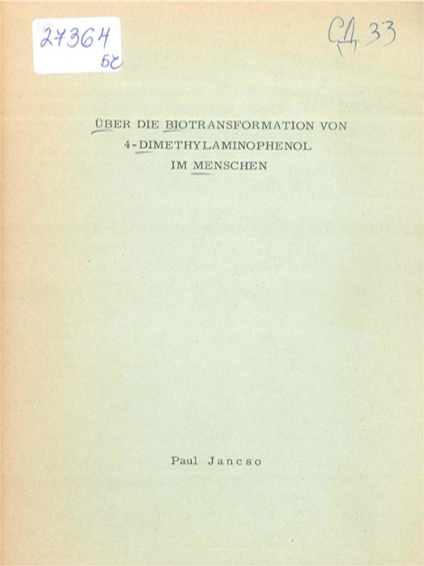 Uber die Biotransformation von 4-Dimethylaminophenol