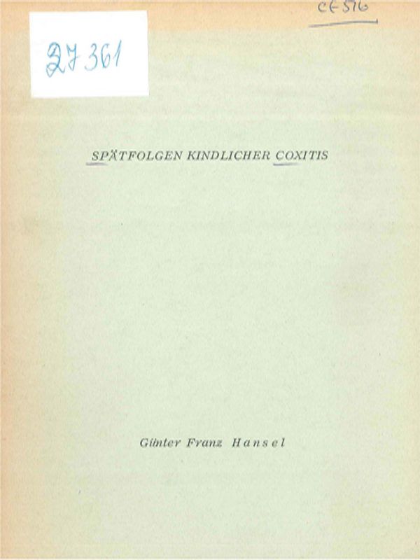 Spatfolgen kindlicher coxitis