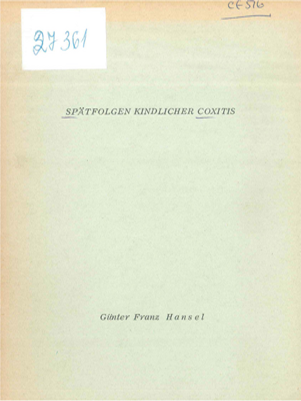 Spatfolgen kindlicher coxitis