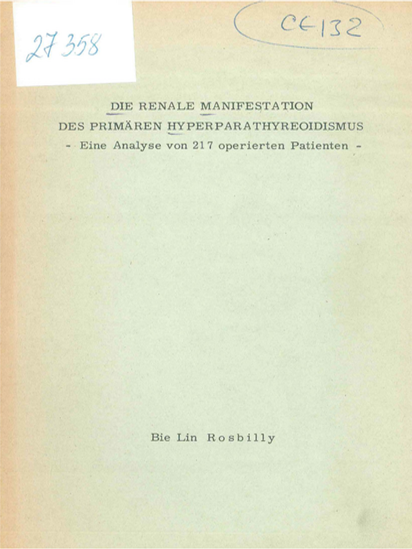 Die renale Manifestation des primaren Hyperparathyreoidismus - eine Analyse von 217 operierten Patienten