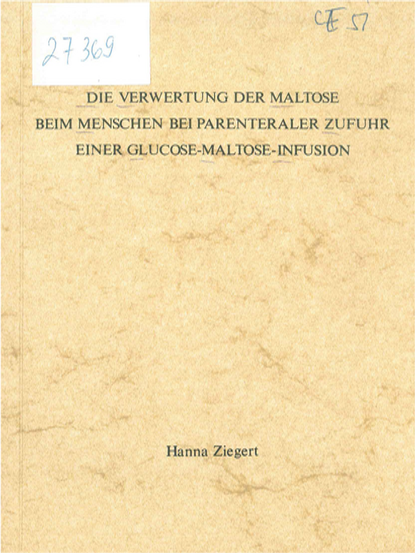 Die Verwertung der Maltose beim Menschen bei parenteraler Zufuhr einer Glucose-Maltose-Infusion