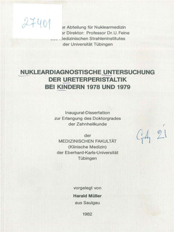 Nukleardiagnostische Untersuchung der Ureterperistaltik bei Kindern 1978 und 1979