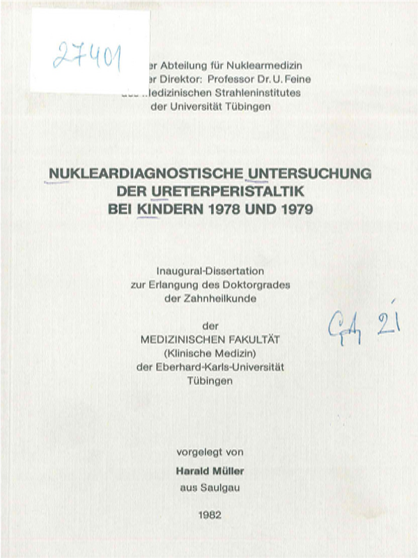 Nukleardiagnostische Untersuchung der Ureterperistaltik bei Kindern 1978 und 1979