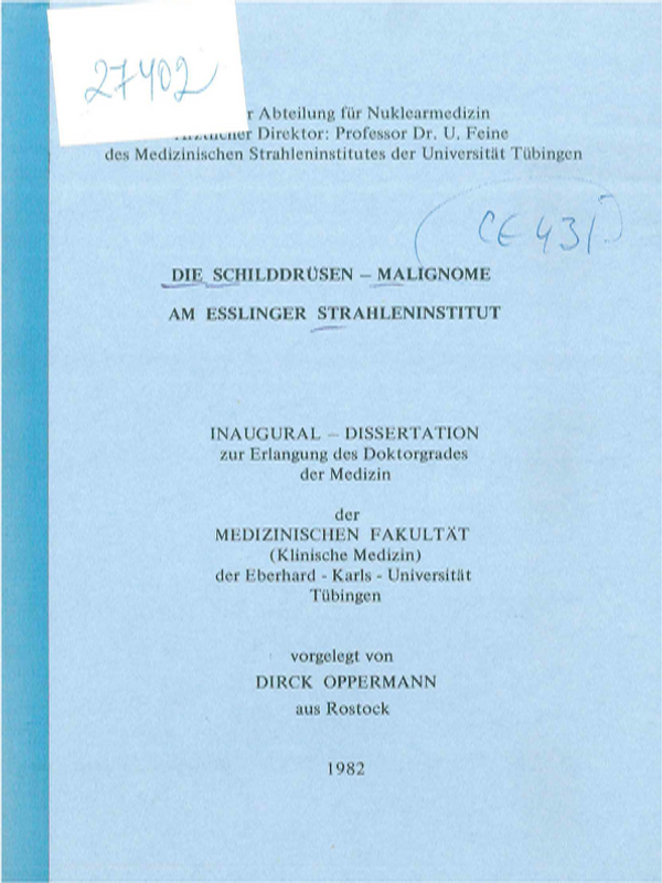 Die Schilddrusen-Malignome am Esslinger Strahleninstitut
