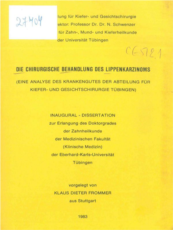 Die chirurgische Behandlung des Lippenkarzinoms