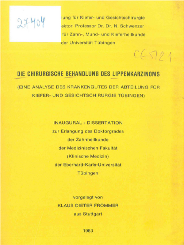 Die chirurgische Behandlung des Lippenkarzinoms