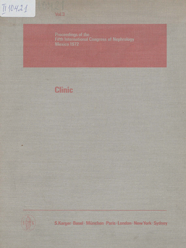 Proceedings of the fifth international congress of nephrology, Mexico, 1972