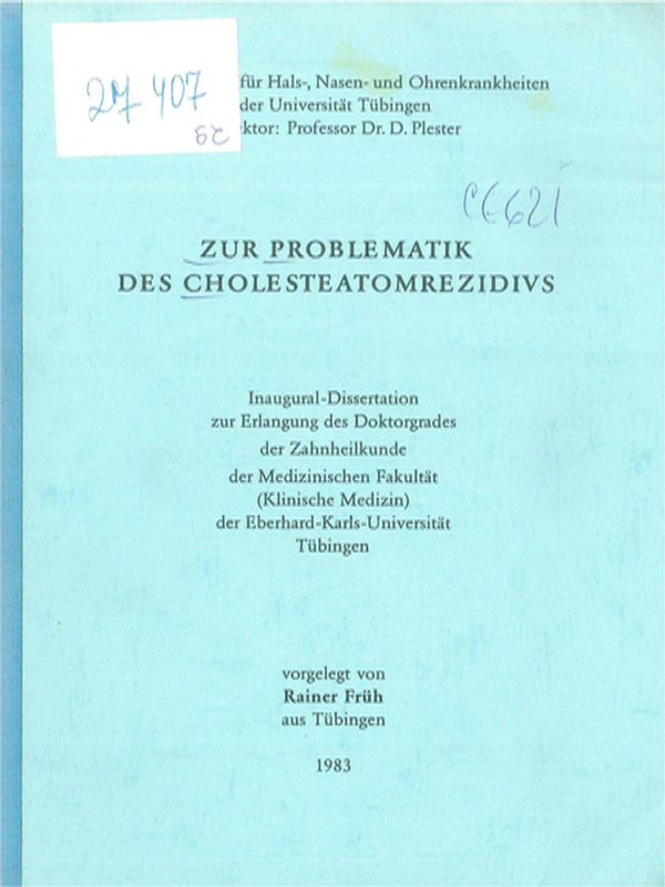 Zur Problematik des Cholesteatomrezidivs