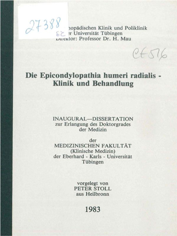 Die Epicondylopathia humeri radialis - Klinik und Behandlung